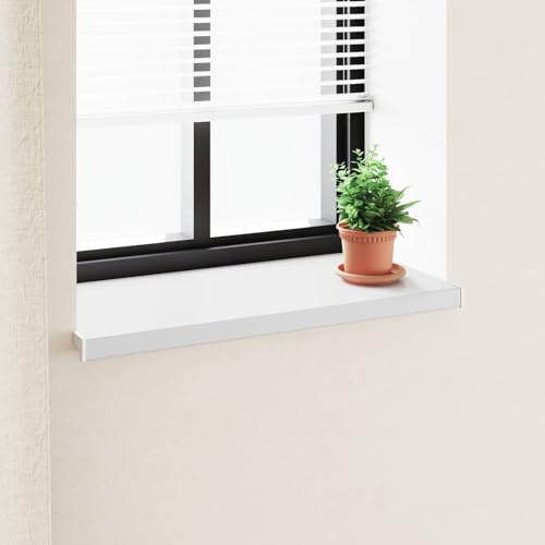 YunCangg Rebord de fenêtre blanc en PVC 60 x 40 x 4,5 cm, imperméable et facile d'entretien, utilisable à l'intérieur et à l'extérieur, avec embouts latéraux, montage facile avec colle