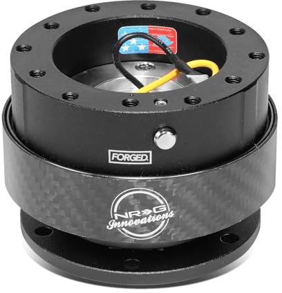 NRG Innovations Gen 2.0 Steering Wheel Quick Release Kit,Black Body, Black Carbon Fiber Ring, 6x70mm & 6x74mm Bolt Pattern, NRG-SRK-200CF