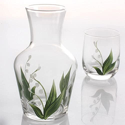 The Gift Experience Hand Painted Carafe Set Lily of The Valley, Personalised Gifts, Home Gifts, Gifts for her, Retirement Gifts, Anniversary Gifts, Birthday Gifts
