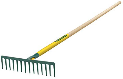 Leborgne, Râteau Forgé 14 Dents Droites, Manche Bois Certifié PEFC 100%, Acier Forgé et Trempé, Idéal pour Ramasser Débris et Cailloux, Manche Extra Long de 150 cm, Outil de Jardinage Efficace