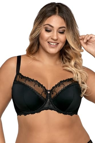 AVA 1030 Underwired Half Padded Full Cup Bra Not Separable Regulated Straps Made in EU, Black,40D