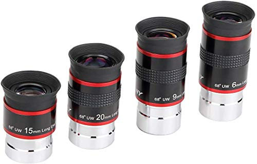 Svbony Okular Zubehör Set, 1,25” 6mm 9mm 15mm 20mm Teleskop Okular Kit 68° Weitwinkel Angenehmes Sichtfeld Teleskop Zubehör, für Planeten Doppelstern