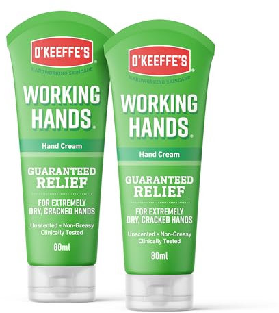 O'Keeffe's Working Hands, 80ml Tubes (2 Pack) - Hand Cream for Extremely Dry, Cracked Hands | Instantly Boosts Moisture Levels, Creates a Protective Layer & Prevents Moisture Loss