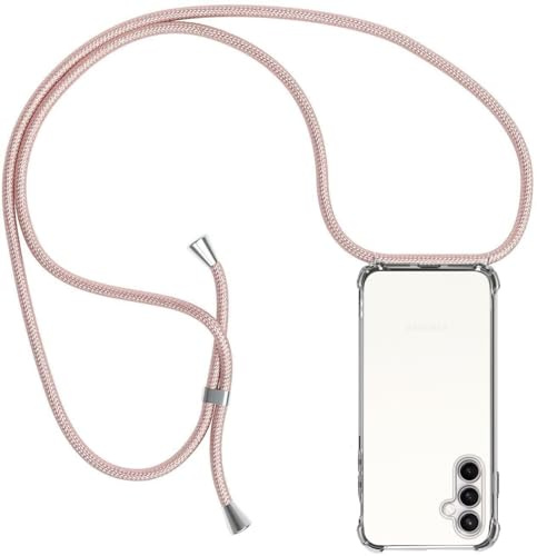 ZYIMOU für Samsung Galaxy S24 Plus Hülle mit Band, Handyhülle Samsung Galaxy S24 Plus Handyband Hülle mit Kette Schutzhülle Kordel zum Umhängen Transparent Weich TPU Silikon Bumper, Rosé Gold