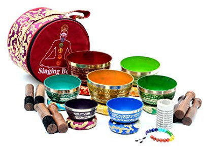 THE NEPAL 7 Chakra Healing Klangschalen Set Klangschalen Set 7 tibetische Klangschalen Set Chakra Healing Klangschalen Set von sieben Chakra Set