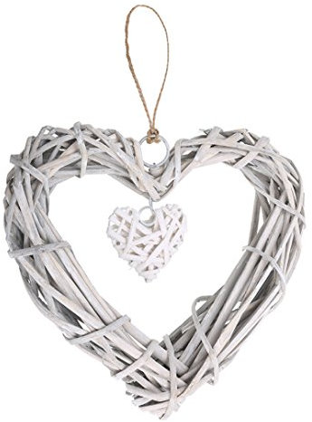 QRZLP Corona de mimbre con forma de corazón, corona de mimbre con forma de corazón, corona de ratán para colgar en la pared, decoración para bodas, fiestas de cumpleaños.