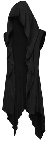 Runcati herr volanger jacka lång huva ärmlös halsduk krage cardigan draperad enfärgad lätt cape kappa kappa