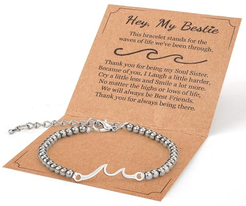 Mikovivi Bracelet pour Meilleure Amie, Vague Bracelet d'Amitié Bijoux Cadeaux Significatifs pour Femmes Meilleures Amies Sour Anniversaire Noël Saint-Valentin Remise des Diplômes Cadeau