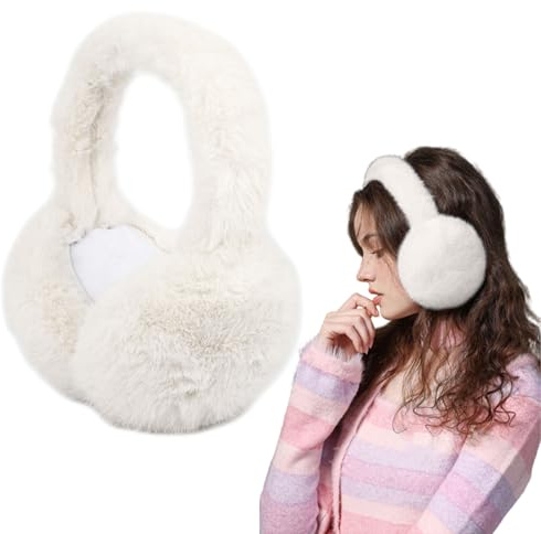 Risipu Women Winter Ear Muffs Foldable Faux Fur Soft Warm Winter Outdoors Ear Muffs for Lady Girls