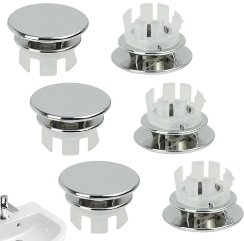 WeddHuis 6 pièces Couvercle de Trop-Plein pour Lavabo, Bouchon Trop Plein Lavabo, Cache Trou Évier, Trop Plein Évier, Bouchon Lavabo Salle de Bain, Pour Lavabo, Cuisine