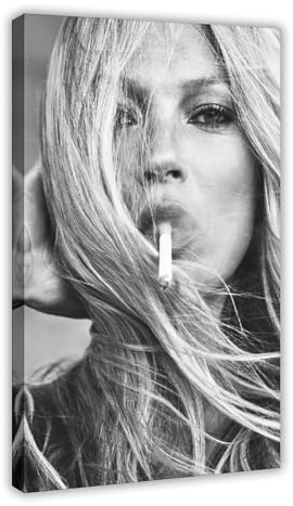 Kate Moss Poster, schwarz-weiß, Leinwand, Wandkunst, Dekordruck, Foto für Wohnzimmer, Schlafzimmer, Dekoration, Rahmen-Stil, 60 x 90 cm