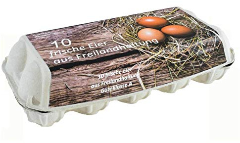 VEPATIM 154 Eierverpackungen für 10 Eier Freilandhaltung weiß für S M L