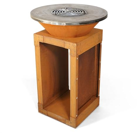 Brasonfire Brasero Plancha Ø 60 cm, 45 KG, Acier Corten, Grille Incluse, Barbecue extérieur à Bois et Accessoires, 100% Fabrication Française