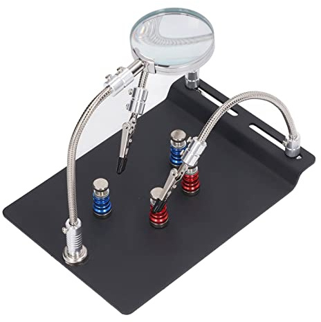 Helping Hands Soldering Station, Flexible Arm Angle, Adjustable Hand Soldering Station with 3X Magnifying Glass for Maintenance, Electronic Repair, Soldering, Jewelry Crafts