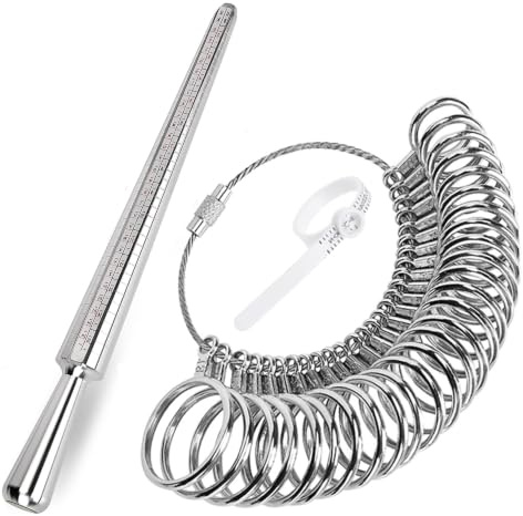 Ring Measurement Tool UK Measuring Rings Diameters Jewelry Tool Ring Measurer A-Z with Magnifying Adjustable Ring Finger Gauge Jewellery Sizing Measure Scales Kit for Women Men Rings