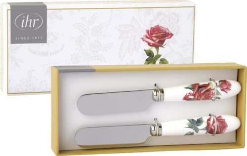 IHR Ideal Home Range Buttermesser Set Motiv: Queen of Elegance gold - rote Rosen