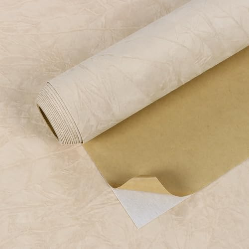 VEELIKE Papier Peint Velours Beige Crème Papiers Peints Tissu Velours Froissé Doux 40 cm × 300 cm Papier Adhesif pour Meuble Beige Decoratifs Boîte à Bijoux Placard Tiroirs Chambre Salon Amovible