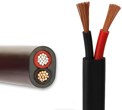 Non-Thinwall Automotive Flat Twin 2 Core Cable 0.65mm², 5.75A, 12V/24V Wire for Auto, Van (5M Coil)