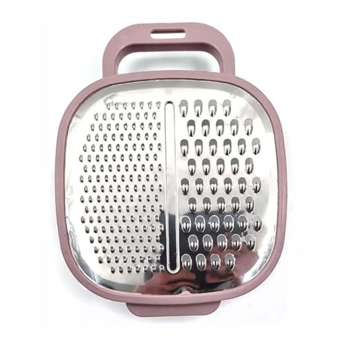 Rallador de queso 2 en 1 con contenedor, hoja de acero inoxidable fina y media, rallador de alimentos de mano con asa y caja de almacenamiento, herramienta de cocina de fácil agarre, sin desorden, 17