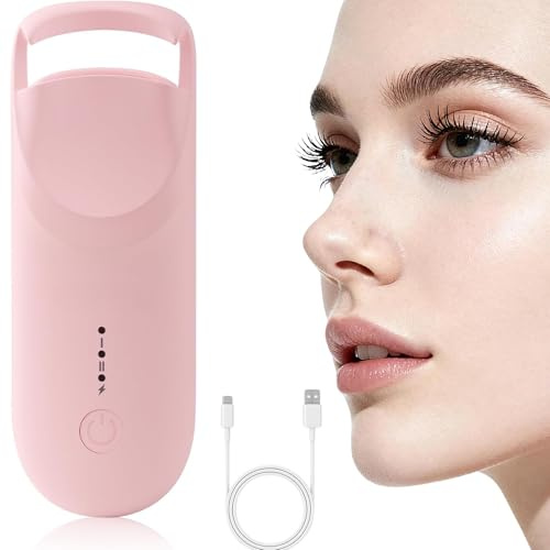 Heated Eyelash Curler with Silicone Pad – Electric Lash Lifter, Fast Heating & Long-Lasting Curl – Portable Rechargeable Lash Curler for Natural & False Eyelashes