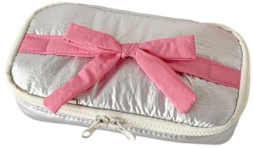 Estuche para lápices de alta capacidad, bolsa para bolígrafos con lazo grande, bolsa de almacenamiento de cosméticos de viaje, oficina, escuela, viajes, tela, suministros escolares, Plata 25mm