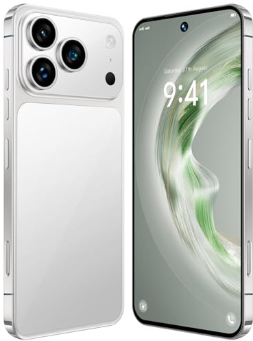 Smartphone I17 Pro Max Android 15, 16 Go RAM 1 To ROM, Batterie 8000 MAh, Étanche, Écran HD 7,3 Pouces, Processeur 10 Cœurs, Double SIM 5G, NFC, GPS, Lecteur D'empreintes Digitales,White-7.3 Inch