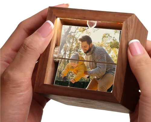 Personalisierter Klapprahmen aus Holz für Vater – individuelle Fotobox für Ehemann oder Großvater, ideales Weihnachts- oder Jubiläumsgeschenk