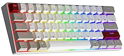 NEWMEN GM610 - Teclado mecánico inalámbrico para juegos, 60% USB-C con cableado/Bluetooth/2.4 GHz RGB retroiluminado compacto intercambiable en caliente, teclado para juegos antifantasma, PC, Mac