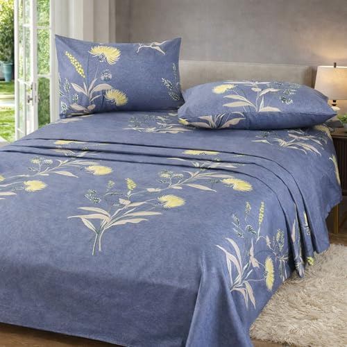 Meteorwi Home - Juego de Sábanas para Cama de 150 cm, 4 Piezas de Microfibra Suave y Transpirable con Sábana Bajera Ajustable, Encimera y 2 Fundas de Almohada. (X-Mo4, Cama 150)