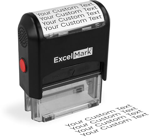 ExcelMark Self Inking Rubber Stamp with up to 4 Lines of Custom Text (Medium)