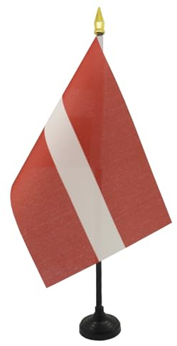 AZ FLAG Lettland bordsflagga 15 x 10 cm - liten lettisk kontorsflagga 10 x 15 cm guldspets
