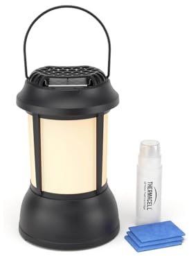 THERMACELL Lampe Anti Moustiques et Moustiques Tigres - 20m² - 12h | Lanterne - Sans Fil - Extérieur, Jardin, Terrasse, Piscine - 3 Recharges - Inodore - Noir - THLANTN