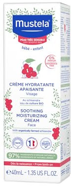 Mustela Avocado Perseose Beruhigende Gesichtscreme BIO, Gesicht, Baby, ganze Familie - Tägliche Feuchtigkeitspflege Speziell für überempfindliche Haut, 97% Inhaltsstoffe natürlichen Ursprungs (40ml)