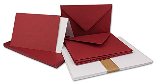 10x Faltkarten SET DIN A6/C6 mit Brief-Umschlägen in Dunkelrot/Weinrot - inklusive Einleger - 14,8 x 10,5 cm - Premium Qualität - FarbenFroh
