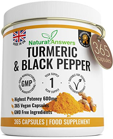 365 Turmeric with Black Pepper Capsules 1 Year Supply High Strength Tablets 365 Vegetarian Capsules One A Day Turmeric Curcumin Supplement