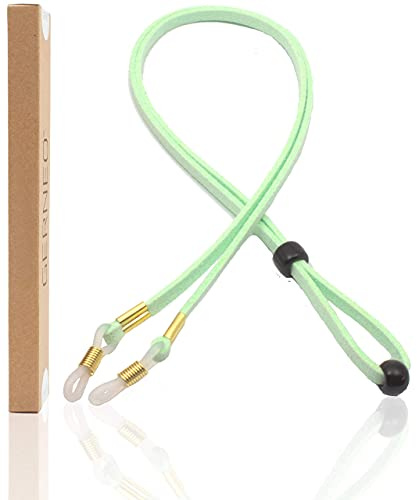 GERNEO® - Kuba – retro Brillenband Wildlederoptik - Unisex PU Brillenkordel für Sonnenbrillen & Lesebrillen – Halterungen gold