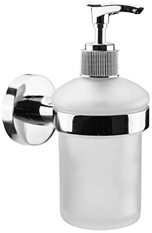 Tebery Liquid Soap Dispenser, Small Glass Soap Pump for the Main and Guest Bathroom, Modern Hand Soap Bottle for Bathroom or Kitchen Sink, Frosted/glass