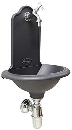 FONDERIA BONGIOVANNI Wandbrunnen Modell Ronda für Haus, Garten, Balkon mit Wasserhahn und Siphon aus Messing (verchromt)