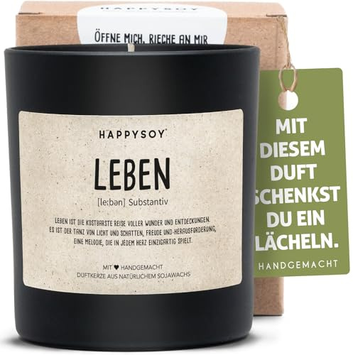 Leben Defnition Duftkerze im Glas - Geschenk für inspirierende Lebensmomente - Handgefertigte und nachhaltige Geschenkidee - schonende Rohstoff-Bearbeitung