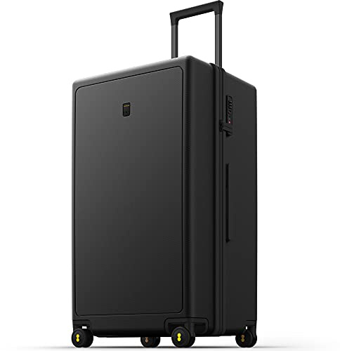 LEVEL8 Koffer Trolley, Rollkoffer Reisekoffer Hartschalen 4 Rollen, Spinner Handgepäck,TSA, 100% PC,Micro-Diamond Textured Design Koffer Trolley Groß(74cm, 99L,Schwarz)