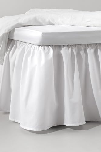 Jotex Zack Volant Betthusse - 100% hochwertige Bio-Baumwolle Bettrock, Höhe 45 cm - Weiß, 180 x 200 cm