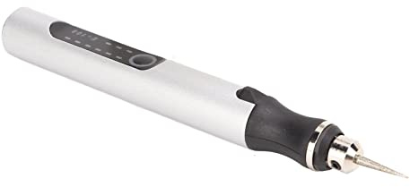 Akku-Gravierer, Typ C, aufladbar, Schnellladung, elektrischer Gravierstift, automatische Stromausfall-Anzeigeleuchten zum Schleifen(Silber)