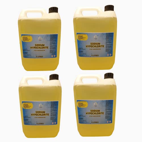 Custom Chemical Supplies Sodium Hypochlorite 14-15% 4x5L, Patio Cleaner | High Strength, Swimming Pool Chlorine, Pale yellow (SH1415-20)