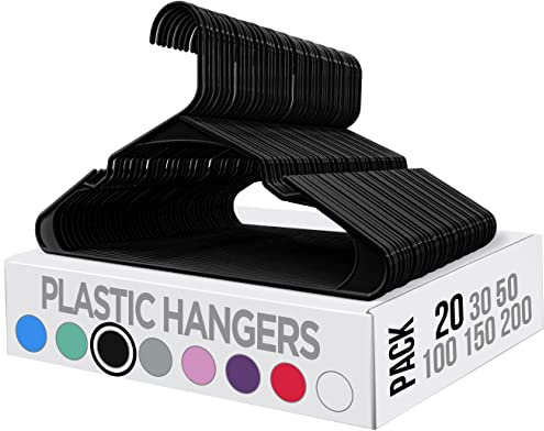 Utopia Home 20er-Pack Kunststoffbügel Platzsparende, langlebige Bügel mit Schulterrillen, schwarz