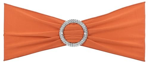 PATIKIL 14x5 Estiramiento Silla Fajas Lazos, 25 Paquete Elástico Silla Bandas Fajas con Hebilla Deslizador para Boda Banquete Decoraciones, Naranja