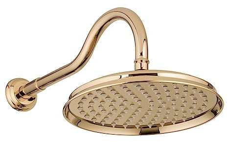 PaulGurkes Kopfbrause Gold Retro mit Wandarm 25cm Regendusche Nostalgie Antik