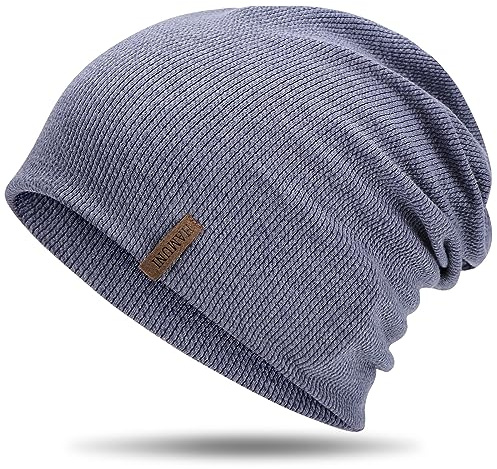 HAMUNI Mütze Damen Dünne Mütze Herren - Slouch Beanie Mützen - Leicht Weich Chemo Mützen - Atmungsaktiv Elastisch Long Beanie Ideale für Alle Jahreszeiten (Hellblau)