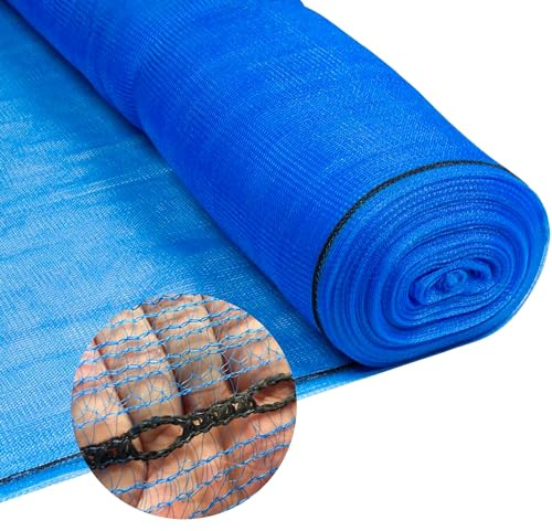 Rete di protezione per ponteggi, 3,07 x 50 m, rete di protezione antipolvere, rete per ponteggi, 50 g/m², con 100 fascette stringicavi, diverse dimensioni e colori (3,07 x 50 m, blu)