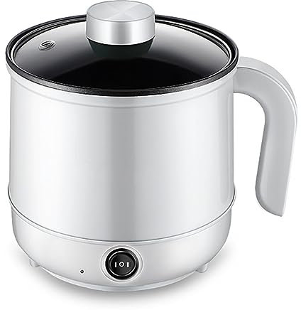 Pentole elettriche da 1,7 l, fornello da viaggio portatile, fornello elettrico, padella antiaderente per la casa, fornello rapido per noodles (pentola bianca)