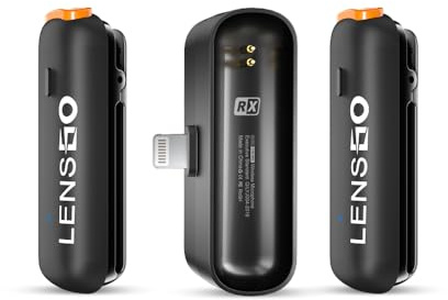 LENSGO 518mini trådlös Lavalier-mikrofon, 2,4 ghz kompakt 2-sändare och 1 mottagare trådlös Lapel Lav Mic för smartphone Vlog YouTube-intervju videokamera (för ios)